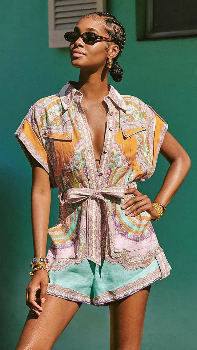 Zimmermann Lola Cuffed Playsuit - Size 2 - Playsuits