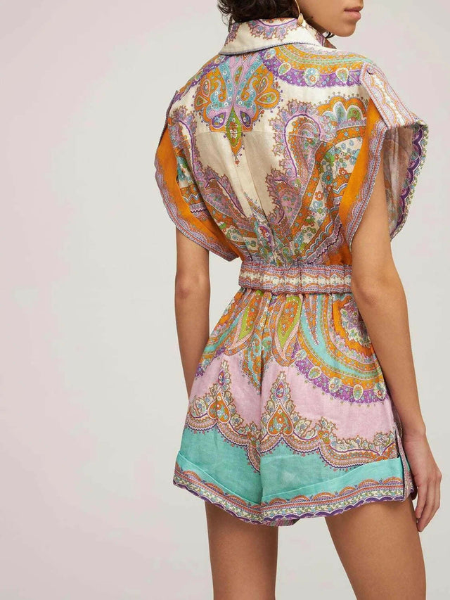 Zimmermann Lola Cuffed Playsuit - Size 2 - Playsuits