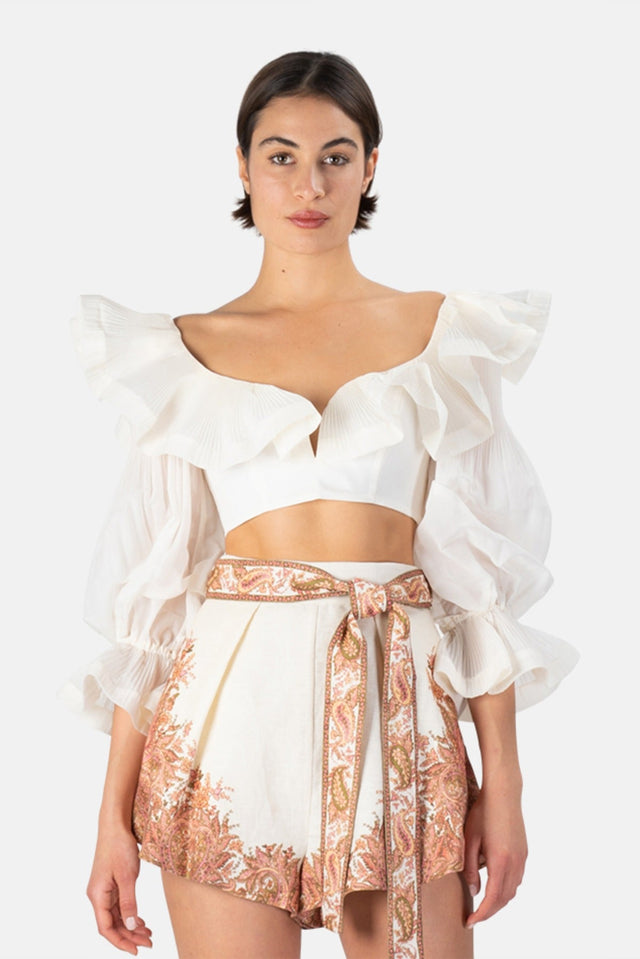 Zimmermann Lovestruck Cropped Bodice White Size / AU 6 - 6 / White - Tops