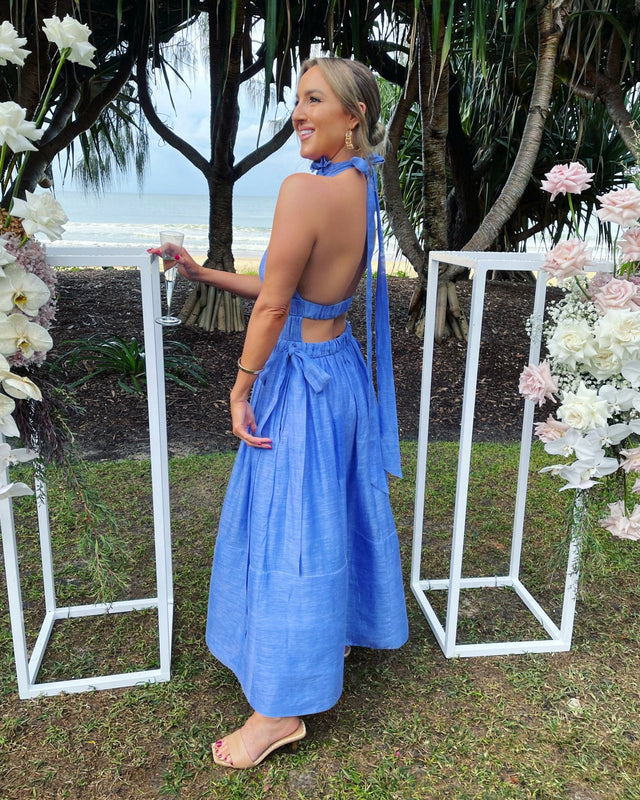 Zimmermann - Zimmermann Luminous Halter Gown in Cornflower