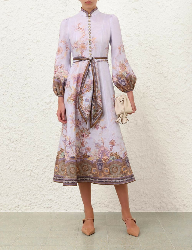 Zimmermann Luna Button Midi Dress - 12 / Blue - Dresses