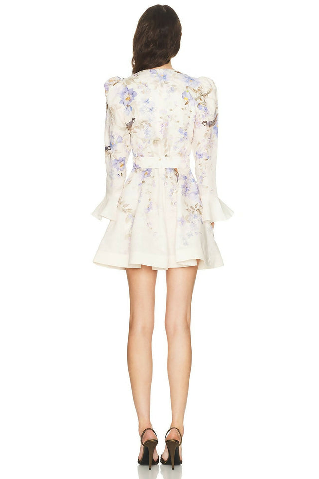 Zimmermann Luna Plunge Mini Dress - 10 / Floral - Dresses