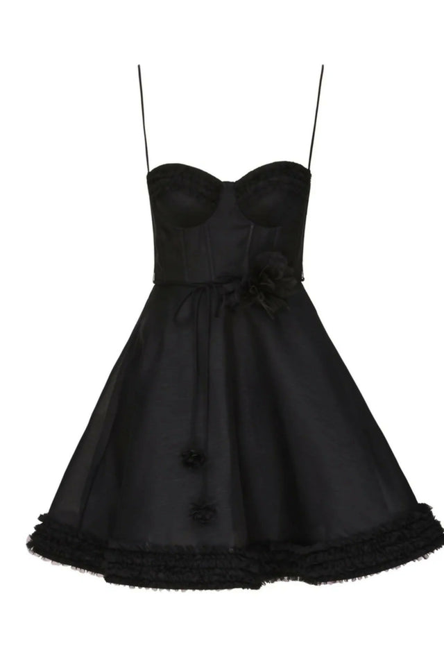 Zimmermann Luna Ruffle Mini Dress in Black - 12 / Black - Dresses