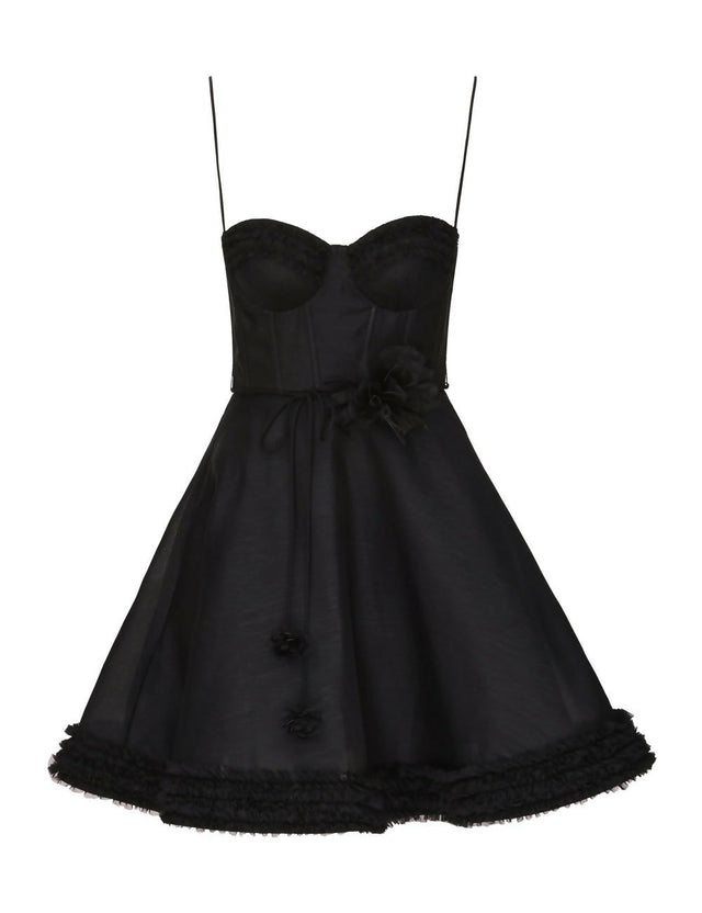 Zimmermann Luna Ruffle Mini Dress in Black - Dresses