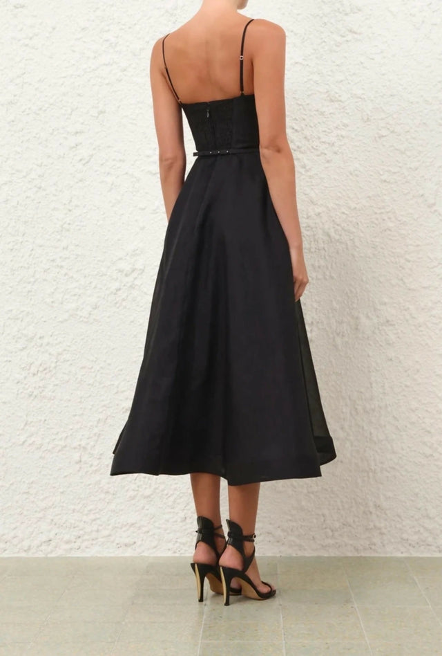 Zimmermann Luna Structured Midi Dress - 12 / Black - Dresses