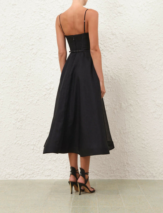 Zimmermann Luna Structured Midi Dress Black Size / AU 6 & 1 / AU 8 - Dresses
