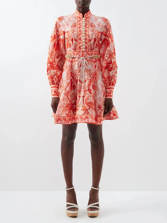 Zimmermann Lyre Billow Mini Dress - 12 / Red - Dresses