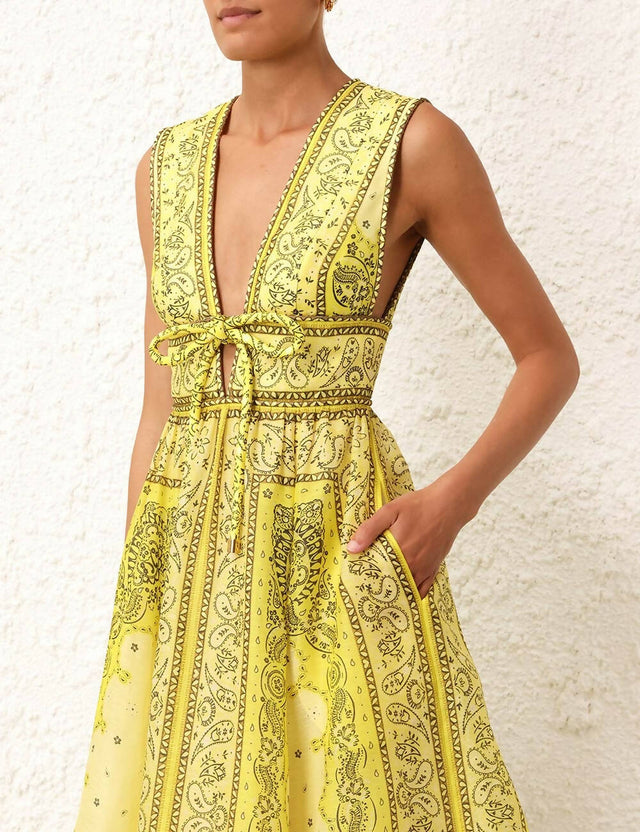 Zimmermann - Zimmermann Matchmaker Bow Long Dress in Yellow Bandana