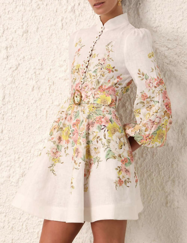 Zimmermann Matchmaker Buttoned Mini Dress Ivory/Coral Floral Size 2 / AU 12 - 12 / Floral - Dresses