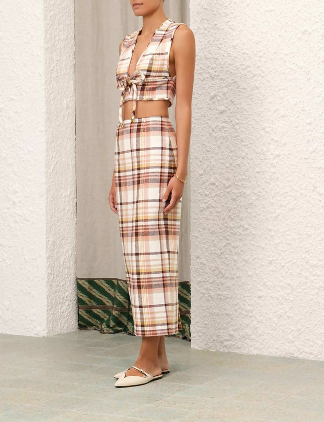 Zimmermann Matchmaker Check Bow Bodice Top and Pencil Skirt Set - 10 / Multi - Outfit Sets