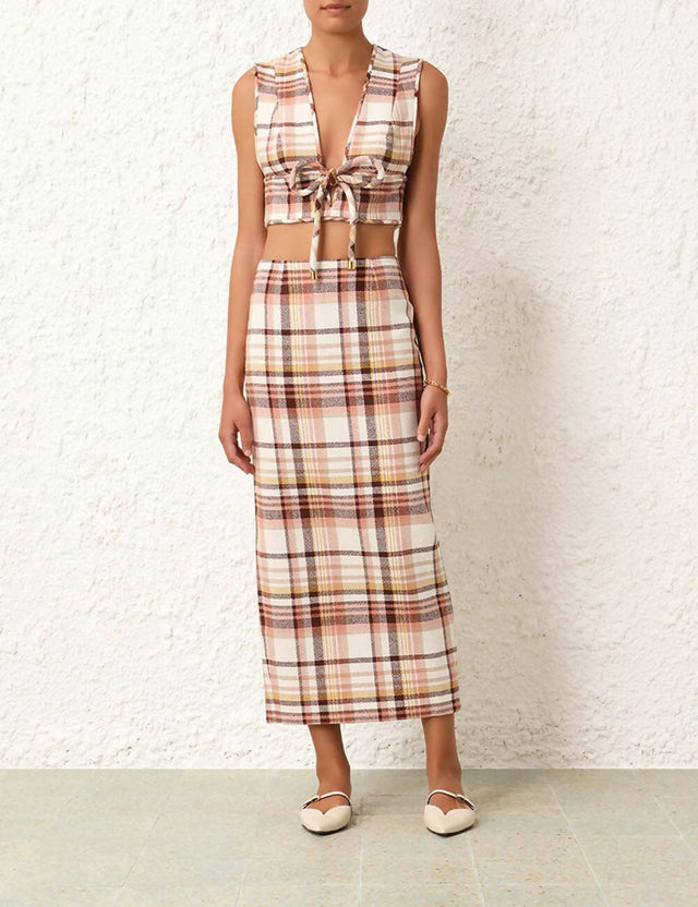 Zimmermann Matchmaker Check Bow Bodice Top and Pencil Skirt Set - 10 / Multi - Outfit Sets