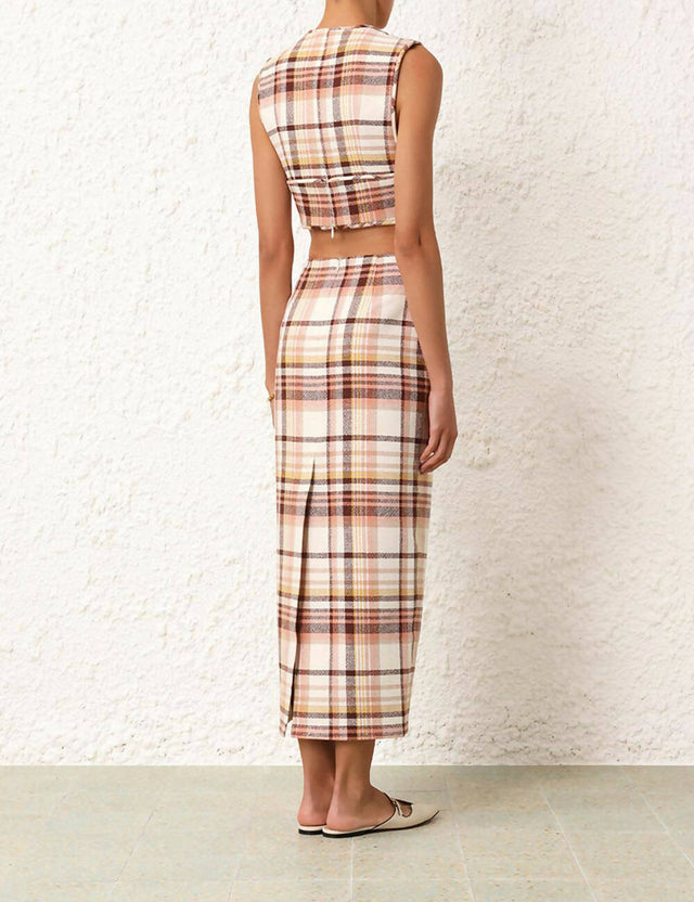 Zimmermann Matchmaker Check Bow Bodice Top and Pencil Skirt Set - 10 / Multi - Outfit Sets