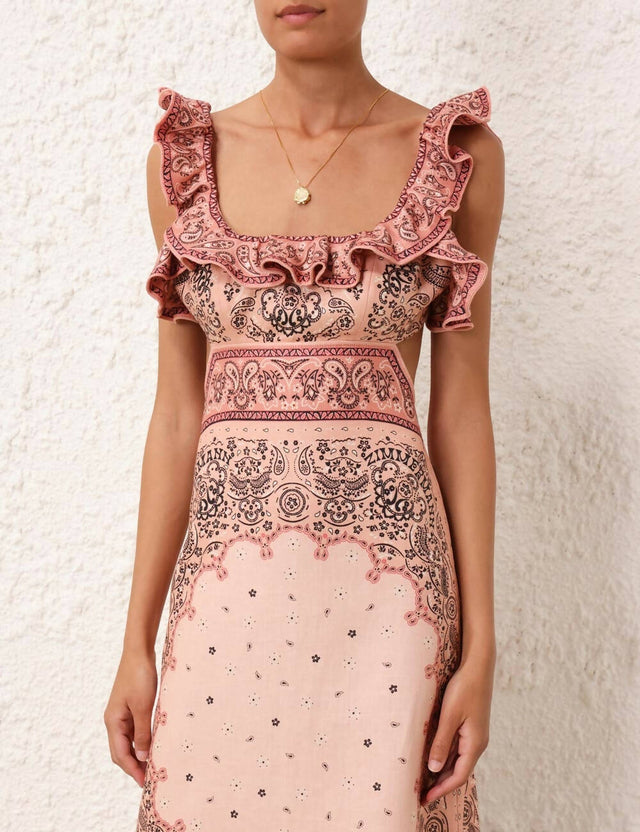 Zimmermann - Zimmermann Matchmaker Frilled Midi in Pink Bandana