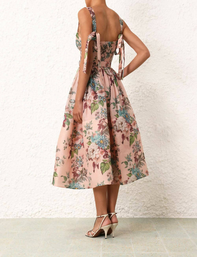 Zimmermann - Zimmermann Matchmaker Midi Dress Pink Barkcloth Print