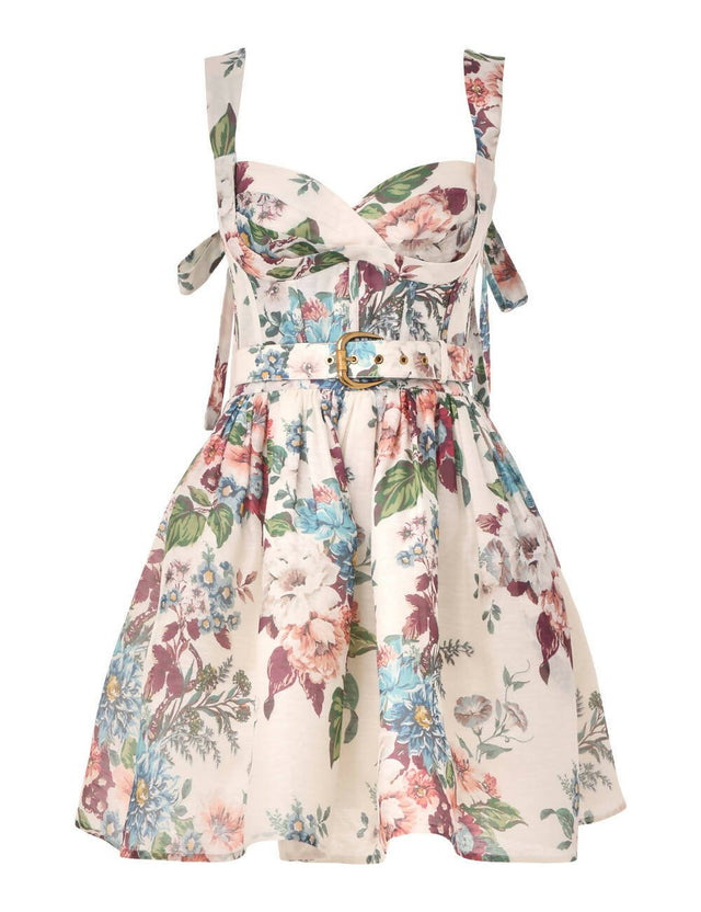 Zimmermann - Zimmermann Matchmaker Mini Dress in Ivory Barkcloth Print