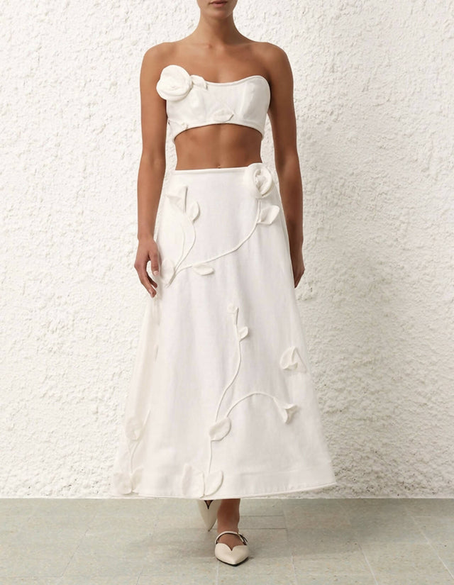 Zimmermann - Zimmermann Matchmaker Rose Bra and Flare Skirt in Ivory