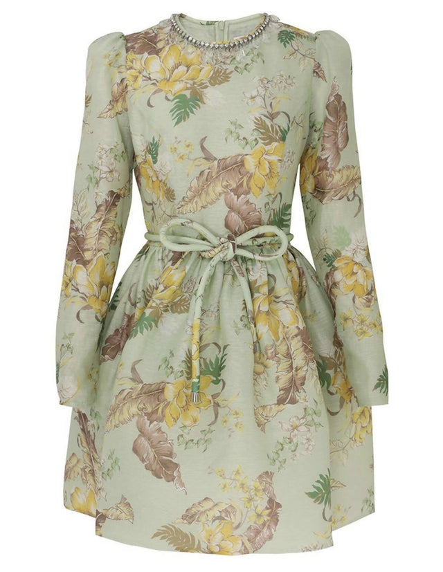 Zimmermann - Zimmermann Matchmaker Tulip Mini Dress in Mint Tropical Floral