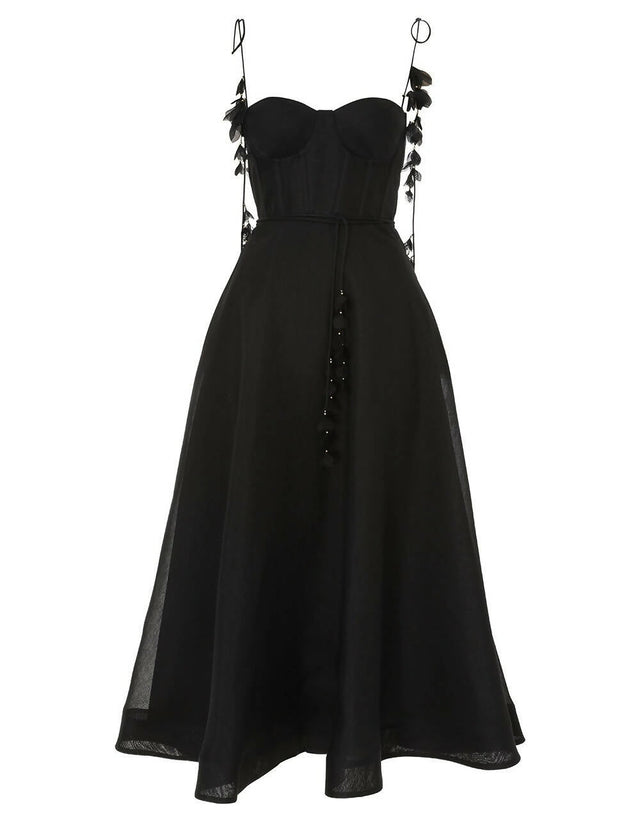 Zimmermann Natura Black Corset Midi Dress - 8 / Black - Dresses