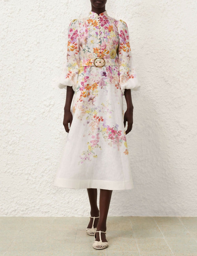 Zimmermann Natura Buttoned Midi Dress Kaleidoscope Garden Floral Size 4 / AU 16 - 16 / Floral - Dresses