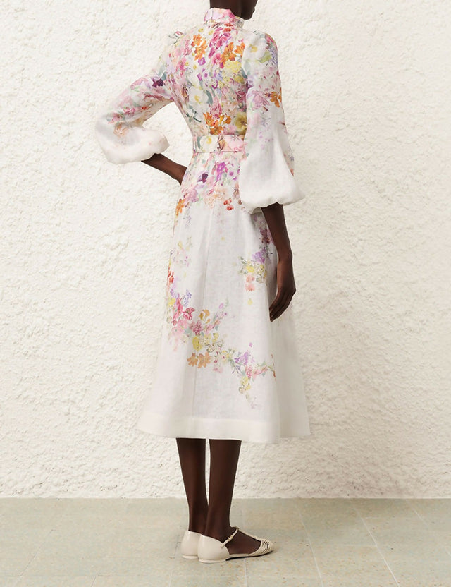 Zimmermann Natura Buttoned Midi Dress Kaleidoscope Garden Floral Size 4 / AU 16 - 16 / Floral - Dresses