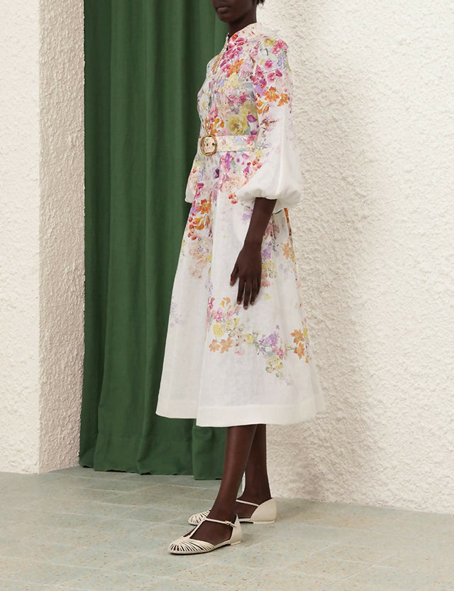 Zimmermann Natura Buttoned Midi Dress Kaleidoscope Garden Floral Size 4 / AU 16 - 16 / Floral - Dresses