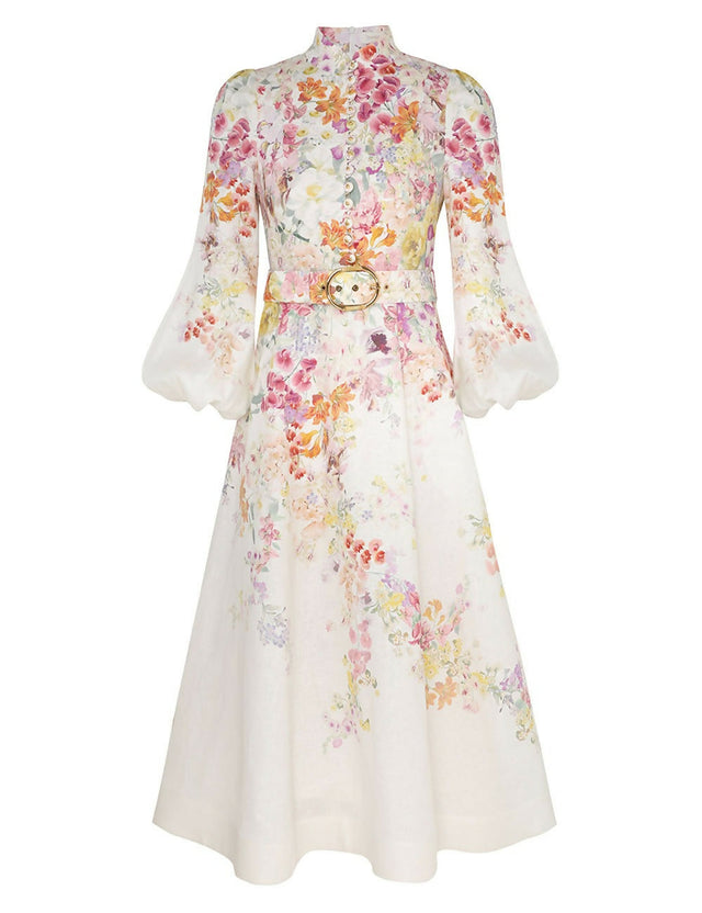 Zimmermann Natura Buttoned Midi Dress Kaleidoscope Garden Floral Size 4 / AU 16 - 16 / Floral - Dresses