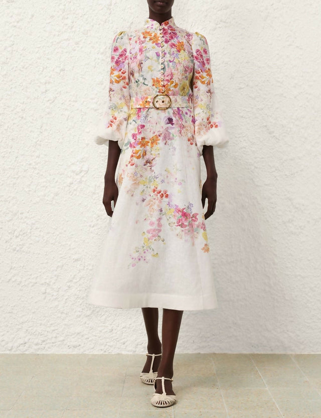 Zimmermann Natura Buttoned Midi Dress Kaleidoscope Garden Floral Size 4 / AU 16 - 16 / Floral - Dresses