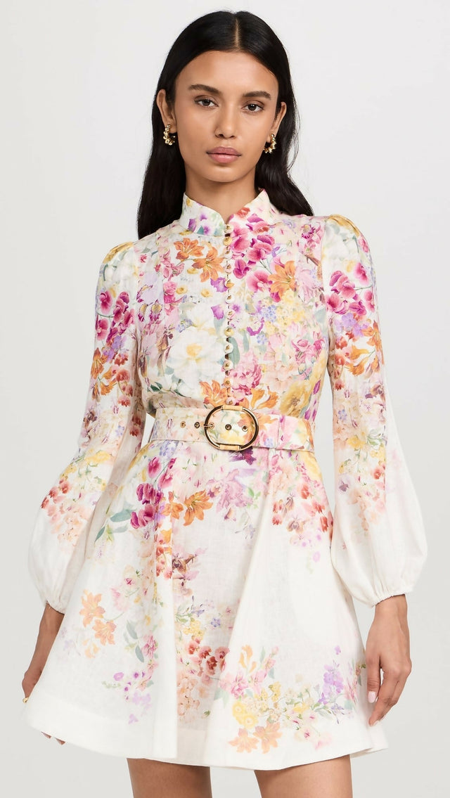 Zimmermann Natura Buttoned Mini Dress - 6 / Floral - Dresses