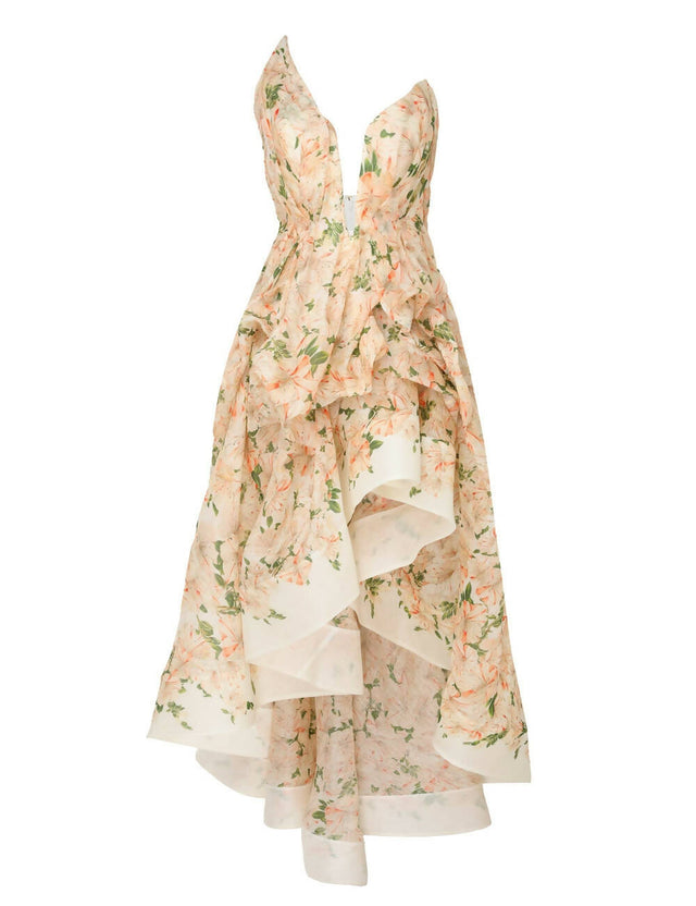 Zimmermann Natura Draped Midi Dress in Coral Azalea - Dresses