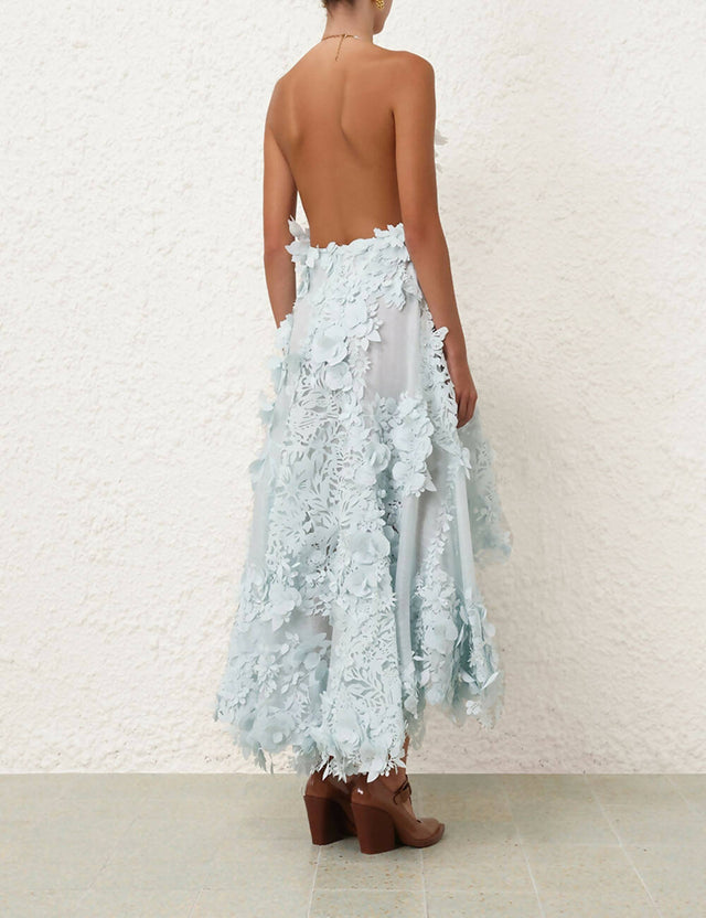 Zimmermann Natura Lasercut Halter Dress in Mint - Dresses
