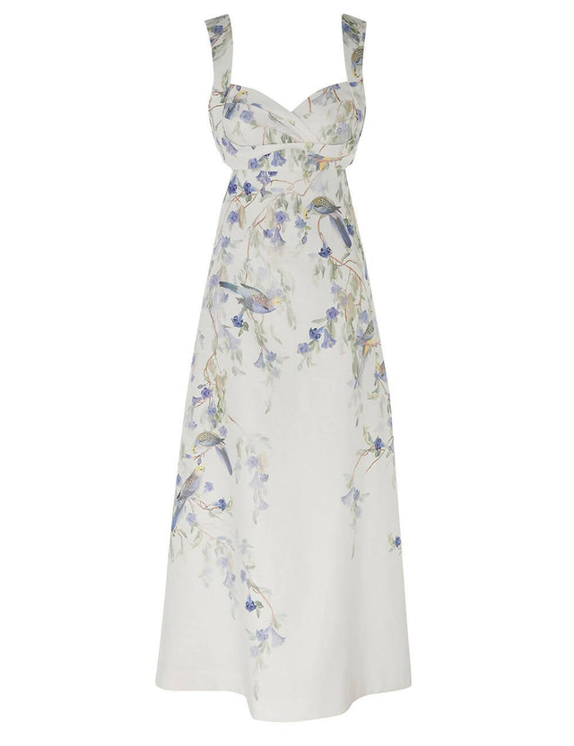 Zimmermann Natura Midi Dress Blue Birds Size - 8 / Floral - Dresses