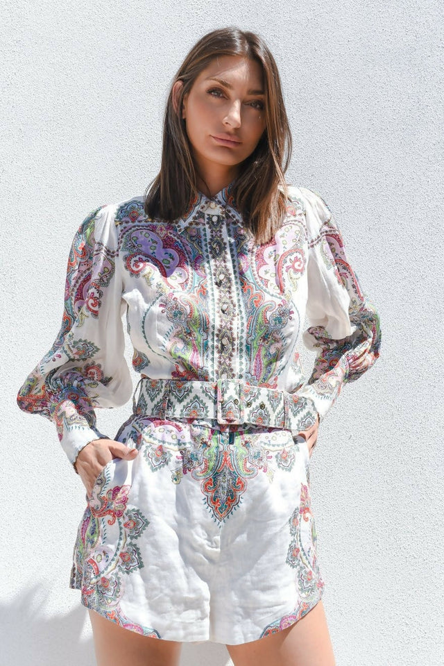 Zimmermann Ninety-Six Filigree Shirt in Lennon Paisley Size 1 - 8 / Multi - Tops