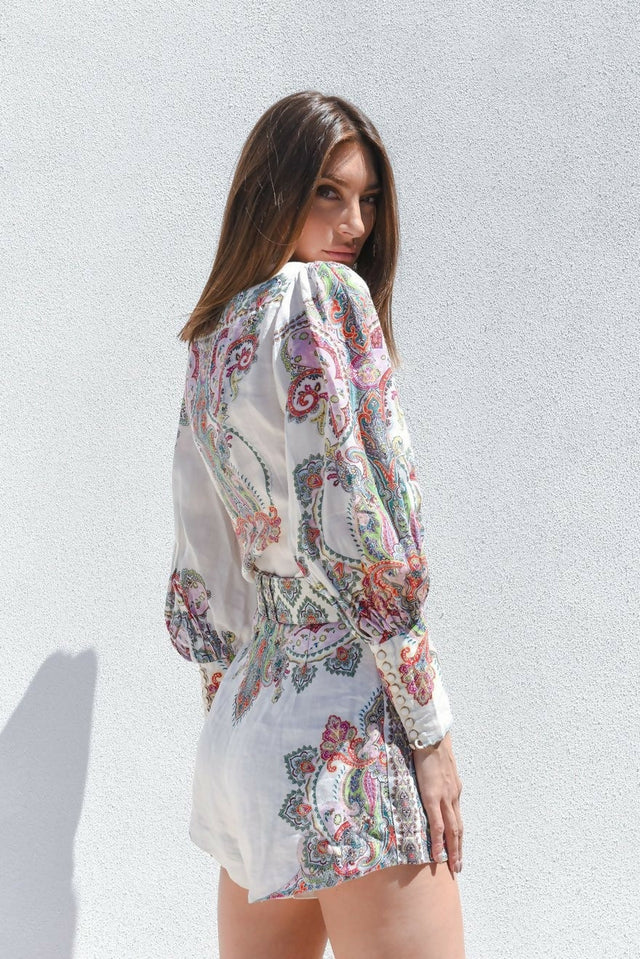 Zimmermann Ninety-Six Filigree Shirt in Lennon Paisley Size 1 - 8 / Multi - Tops