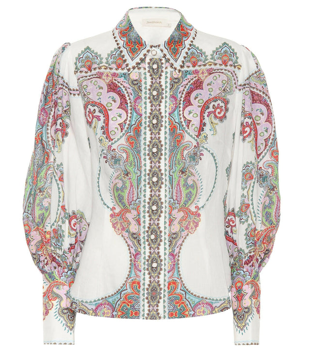Zimmermann Ninety-Six Filigree Shirt in Lennon Paisley Size 1 - 8 / Multi - Tops