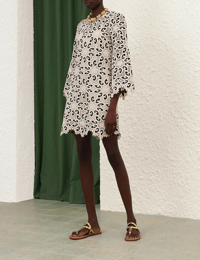 Zimmermann Ottie Lace Mini Dress - 8 / White - Dresses