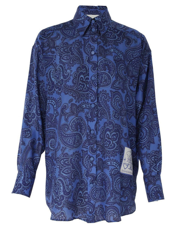 Zimmermann Ottie Relaxed Shirt and Pant Set in Blue Paisley - Outfit Sets