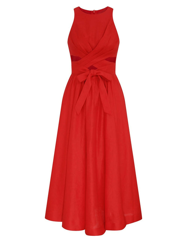 Zimmermann Patience Midi Dress in Dark Red - Dresses