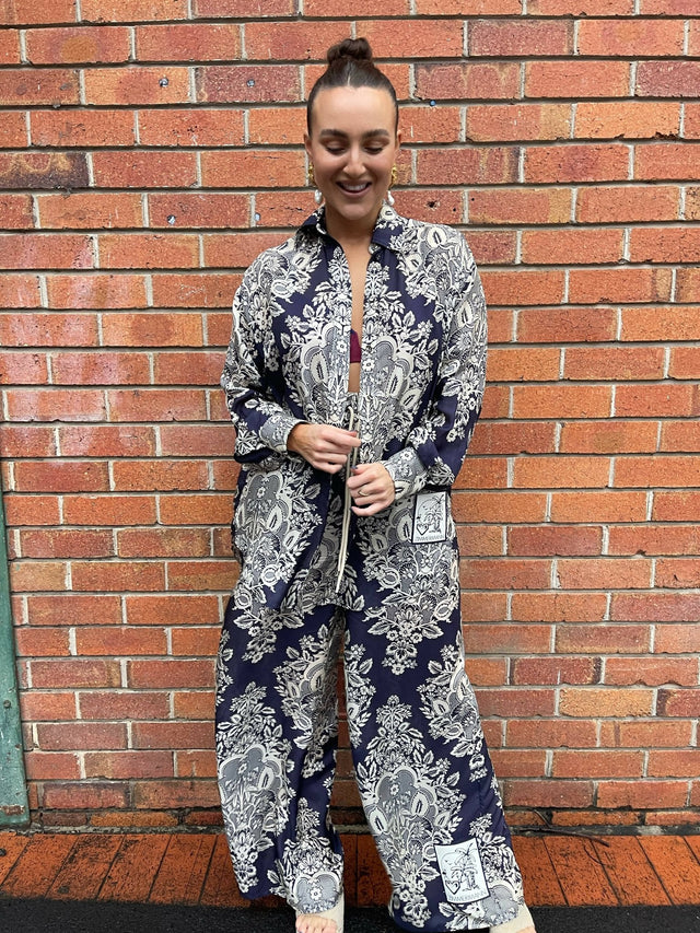 Zimmermann - Zimmermann Pattie Relaxed Shirt and Draw Waist Pants