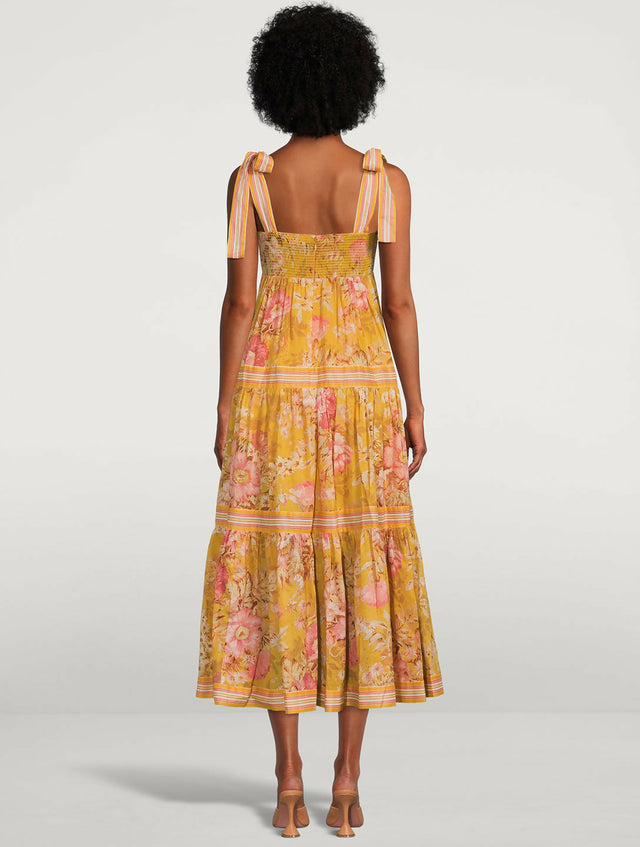 Zimmermann Pattie Shoulder Tie Midi Dress - 10 / Yellow - Dresses