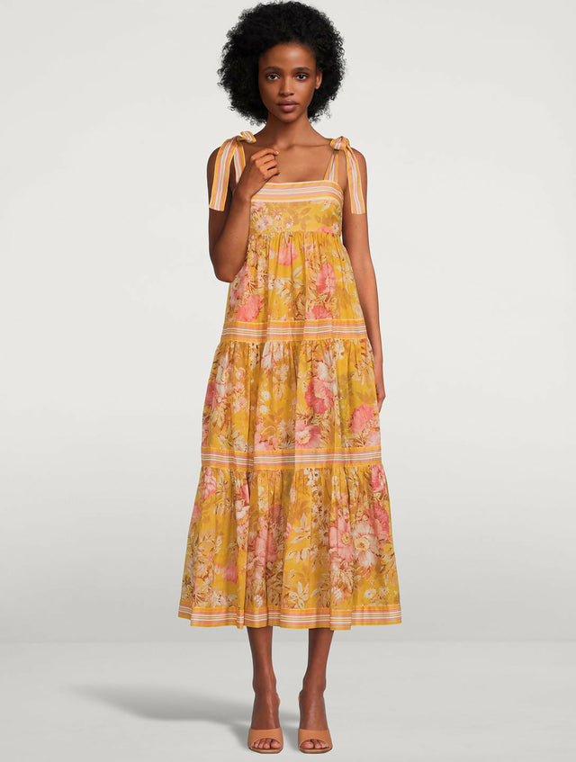 Zimmermann Pattie Shoulder Tie Midi Dress - 10 / Yellow - Dresses
