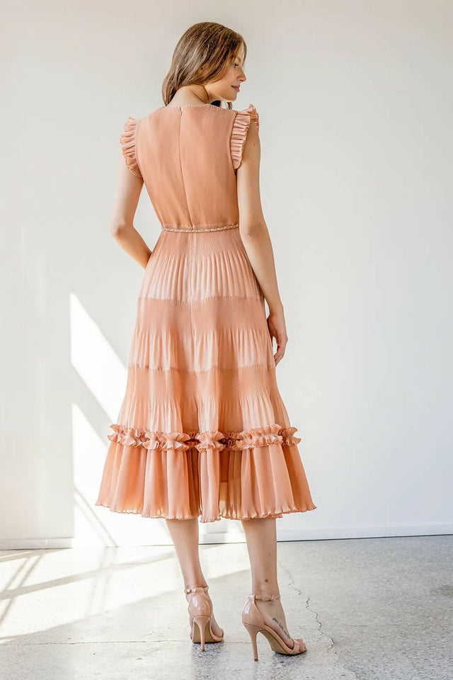 Zimmermann Pleated Midi Dress in Lipstick Size 12 14 - Dresses