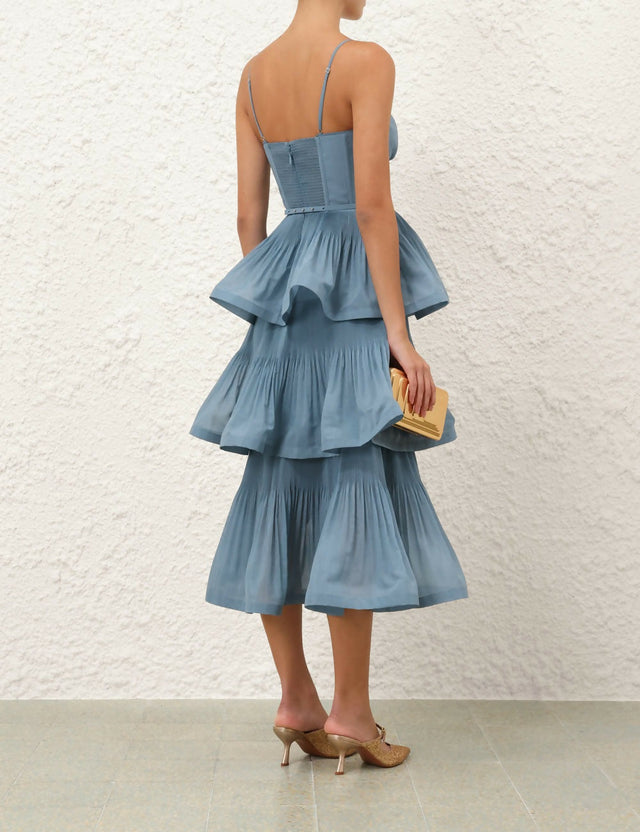 Zimmermann Pleated Tiered Midi Deep Blue Size / AU 8 - 8 / Blue - Dresses