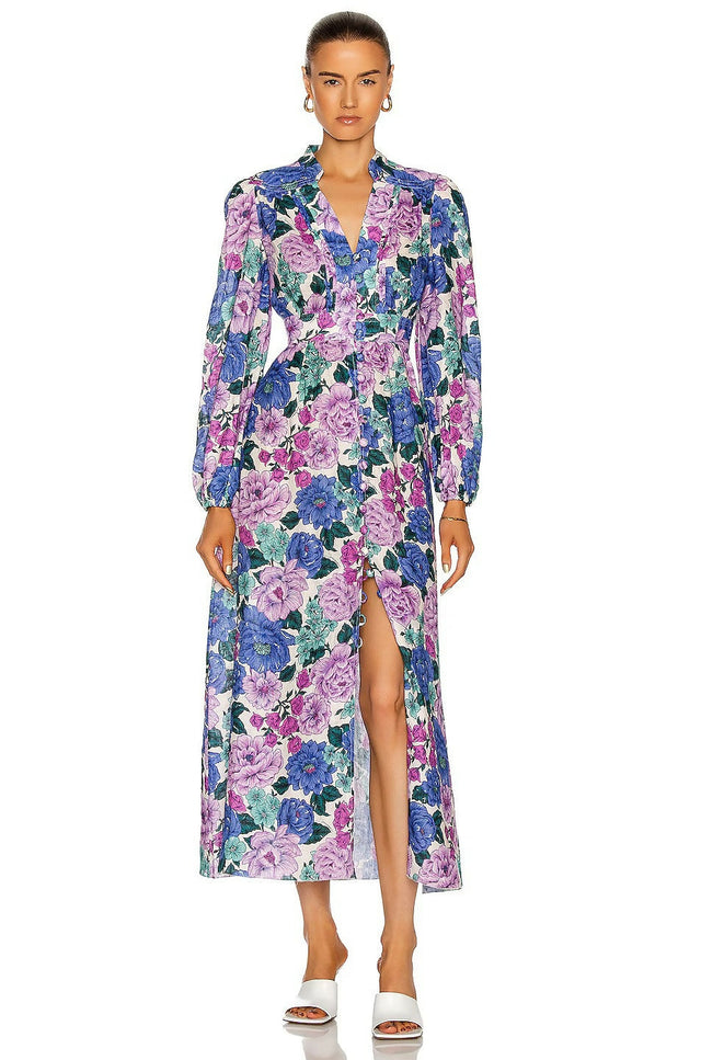 Zimmermann - Poppy Plunge Floral Midi Dress - 12 / Floral - Dresses