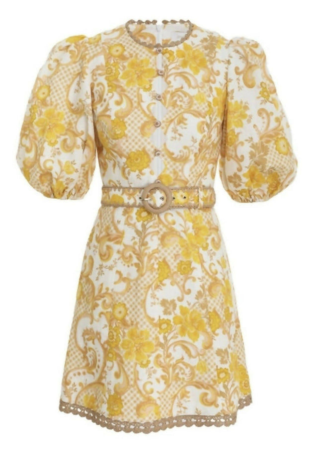 Zimmermann Postcard Mini Dress Swirl Floral - Dresses