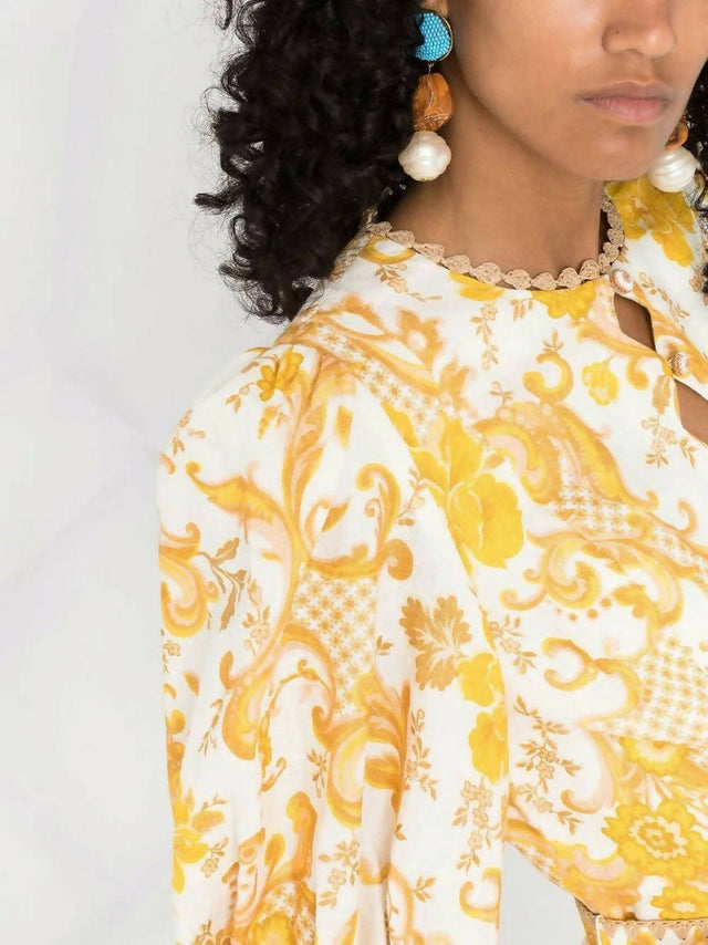 Zimmermann Postcard Mini Dress Swirl Floral - Dresses
