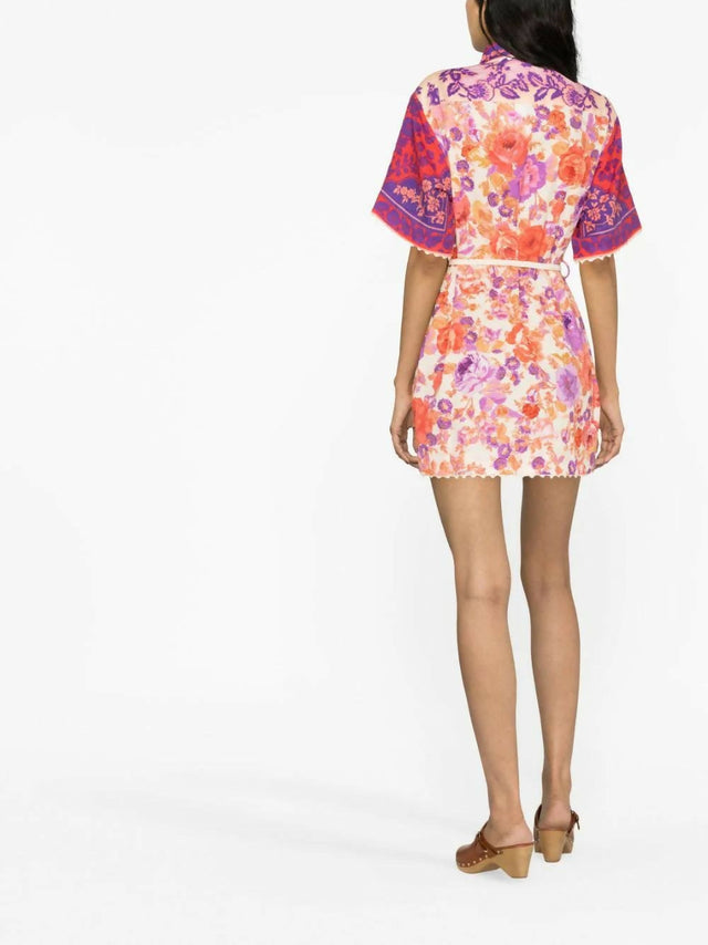 Zimmermann Raie Trimmed Shirt Dress - 12 / Multi - Dresses