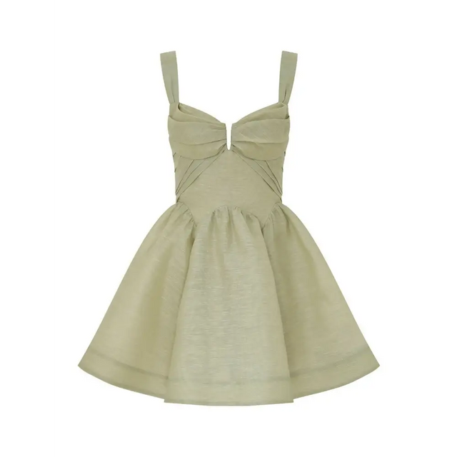Zimmermann Rebellion Drape Mini Dress in Palm - Dresses