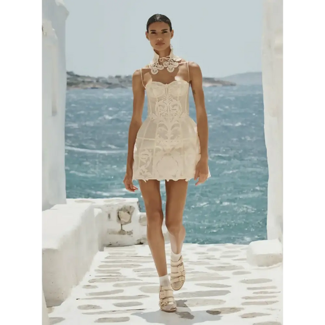 Zimmermann Rebellion Filigree Mini Dress in Cream - 12 / Cream - Dresses