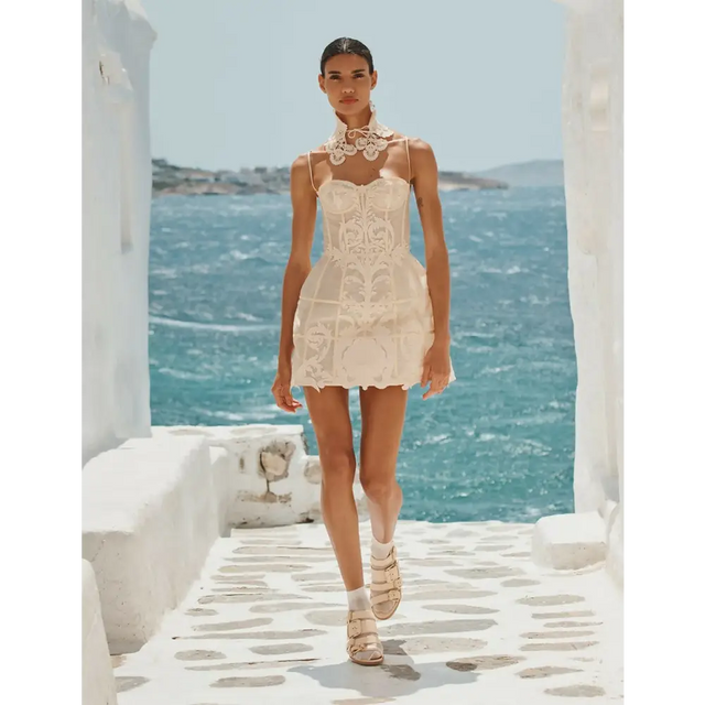 Zimmermann Rebellion Filigree Mini Dress in Cream - Dresses
