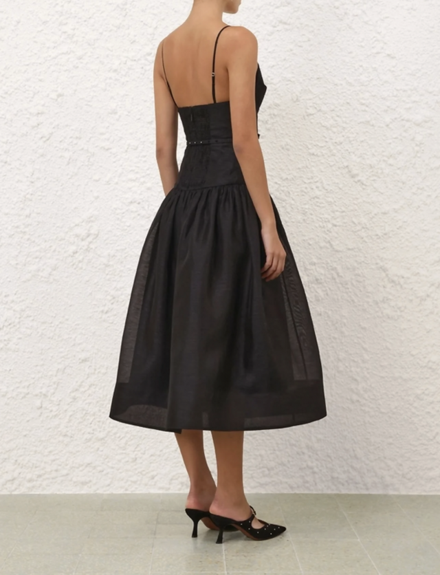 Zimmermann Rebellion Fitted Picnic Dress black size 3/AU14 - Midi Dress